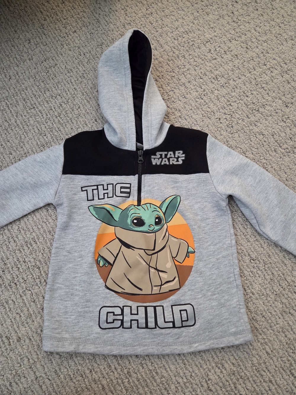 Star Wars Grey & Black Kids Hoodie with The Child Graphic Size 6